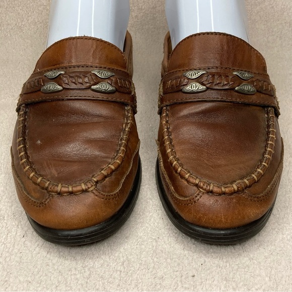 Vintage G. Wiz Slip On Loafer Mules-Brown Leather & Metal Detail-Women’s 7.5-Vtg - Picture 10 of 10